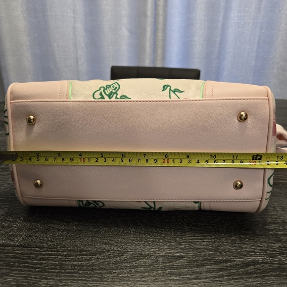 NWT JUICY Couture Retro Velour Daydreamer Cherry Tote In Pink And Cream. - Picture 12 of 13